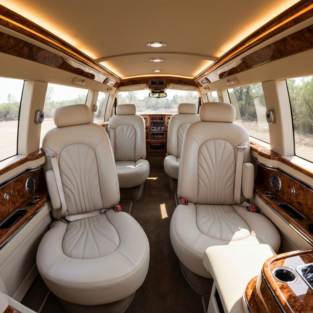 Nội thất xe Limousine cao cấp với ghế da sang trọng